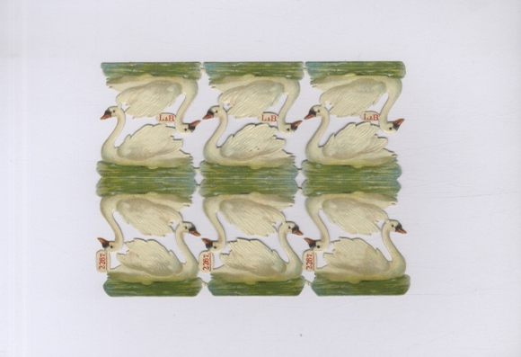 Oblate kompletter Block L&B 2267, Schwäne, ca. 13 x 17 cm