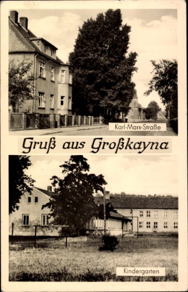 Ak Großkayna Braunsbedra Saalekreis, Karl-Marx-Straße, kleuterschool