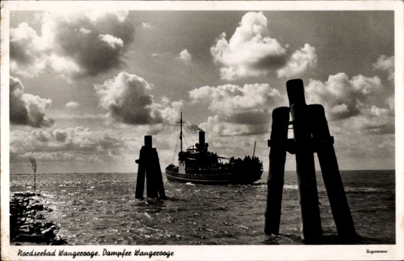Postcard North Sea resort Wangerooge in East Frisia, steamer Wangerooge