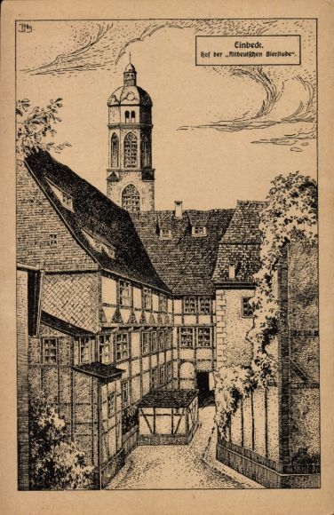 Künstler Ak Kreiensen Einbeck, Hof der Altdeutschen Bierstube