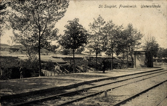 Ak Saint Souplet Nord, Unterstände, Gleise