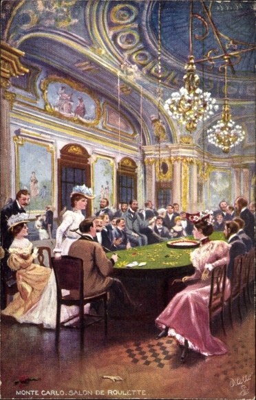 KP artysty Monte Carlo Monaco, Salon de Roulette, Spielsalon, Tuck 7053