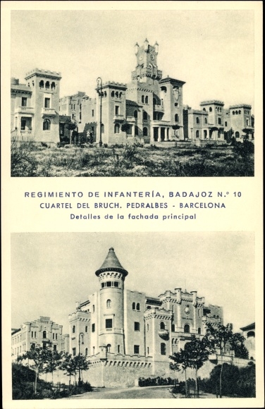 Postcard Badajoz Infantry Regiment No 10, Bruch Pedrables Barracks Barcelona