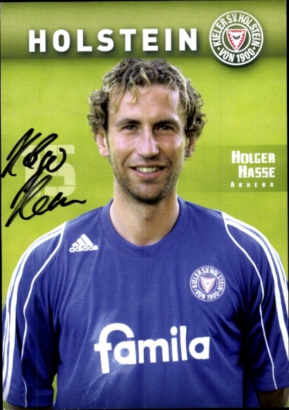 Autograph card footballer Holger Hasse, Holstein Kiel, autograph