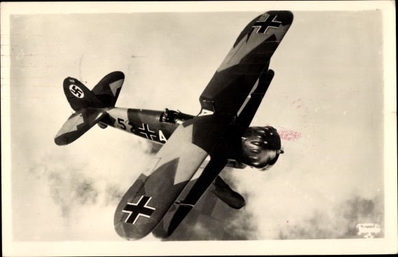 PC German Air Force, fighter aircraft, dive bomber Henschel Hs 123 in flight, II. WW