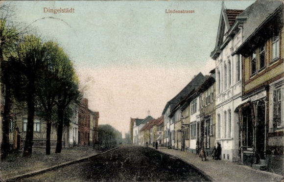 Ak Dingelstädt Eichsfeld Thüringen, Lindenstraße, Geschäft Dölle, Anwohner