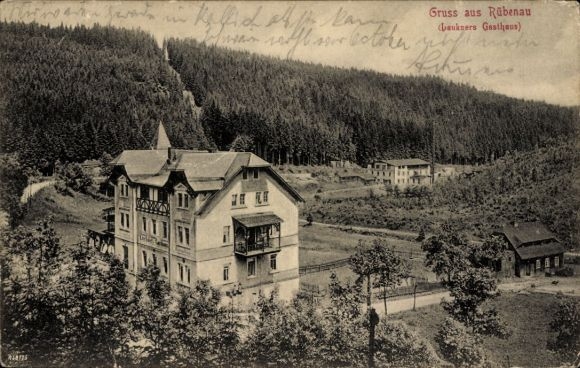 Ak Rübenau Marienberg in het Erzgebirge Saksen, herberg van Laukner