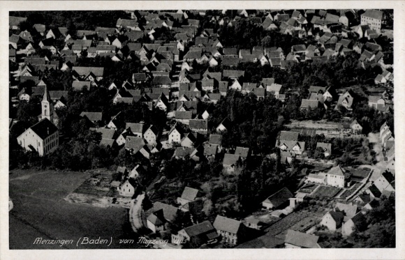Postcard Menzingen Kraichtal in Baden, aerial photograph
