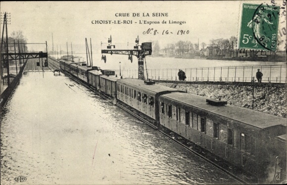 Postcard Choisy le Roi Val de Marne, Express de Limoges, flood