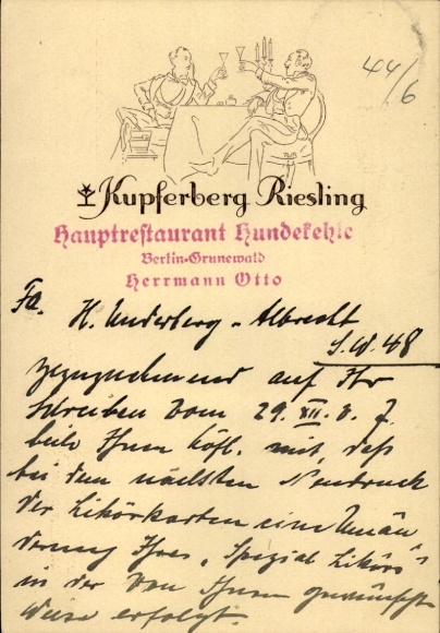 Ak Berlin Grunewald, Kupferberg Riesling