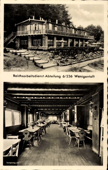 Postcard Wenigentaft Buttlar Geisa in Thuringia, Reich Labor Service Department 6/236, driver's cab