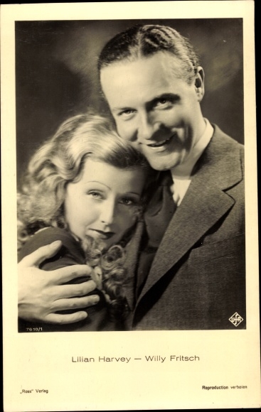 Postcard Actors Lilian Harvey and Willy Fritsch, Portrait, Ufa Film