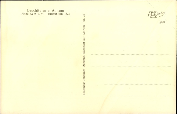 Postcard Insel Amrum in North Friesland, lighthouse