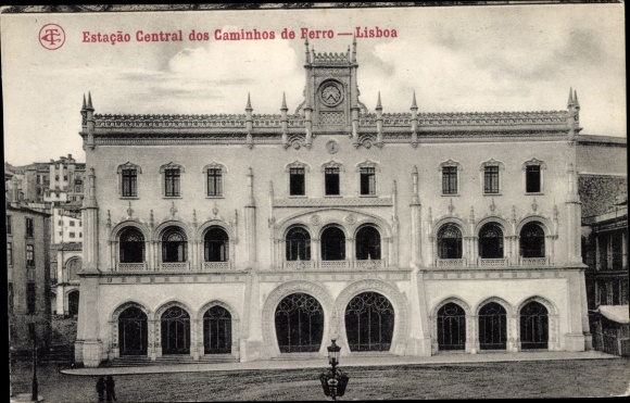 Postcard Lisboa Lissabon Portugal, Rossio Railway Station, Bahnhof