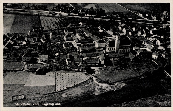 Postcard Marklkofen Lower Bavaria, aerial photograph