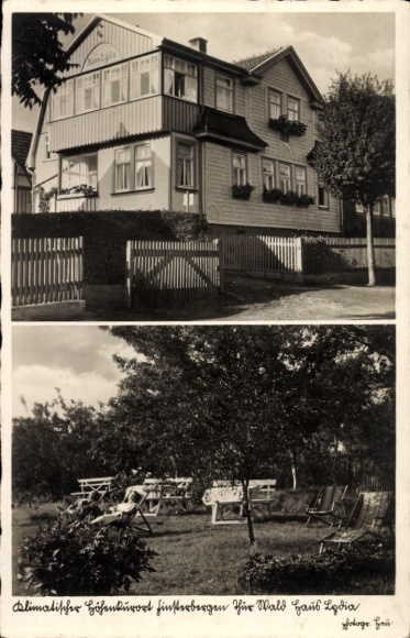 Postcard Finsterbergen Friedrichroda Thuringia, view of the house Lydia, garden chairs