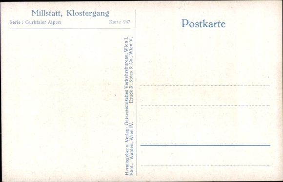 Postcard Millstatt am See Carinthia, cloister, large green tree, columns, quiet courtyard
