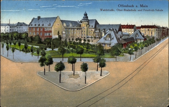 Postcard Offenbach, Waldstr., Ober Realschule, Friedrich School