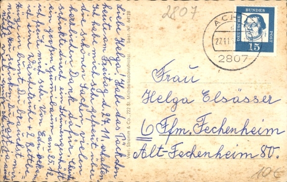 Postcard Uesen Achim in Lower Saxony, Weser, house with shop, school