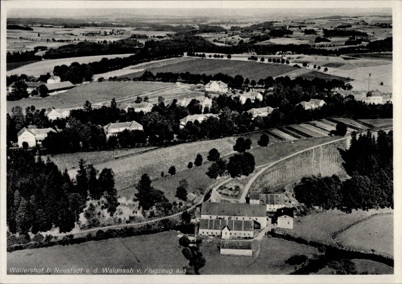 Postcard Wöllershof Störnstein in the Upper Palatinate Bavaria, aerial photo