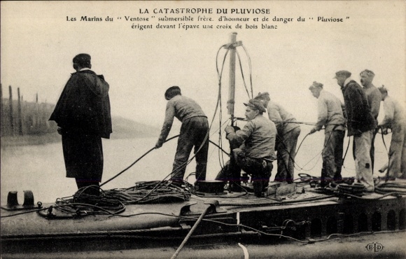 Ak La Catastrophe du Pluvoise, Les Marins du Ventose submersible frère d'honneur