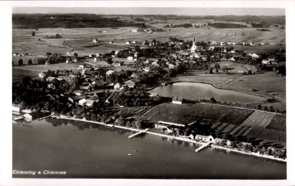 Postcard Chieming am Chiemsee Upper Bavaria, aerial photograph