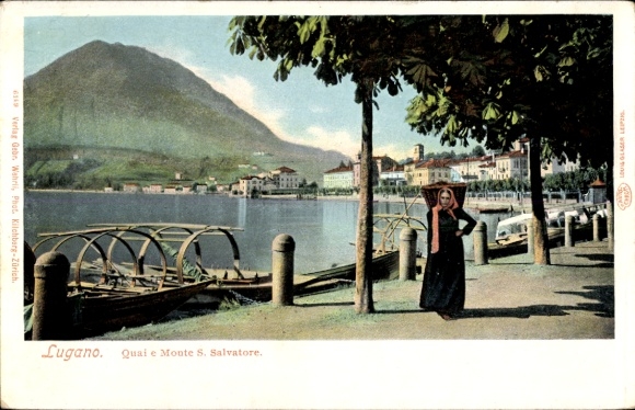 KP Lugano Kt. Ticino Szwajcaria, Quai e Monte S. Salvatore