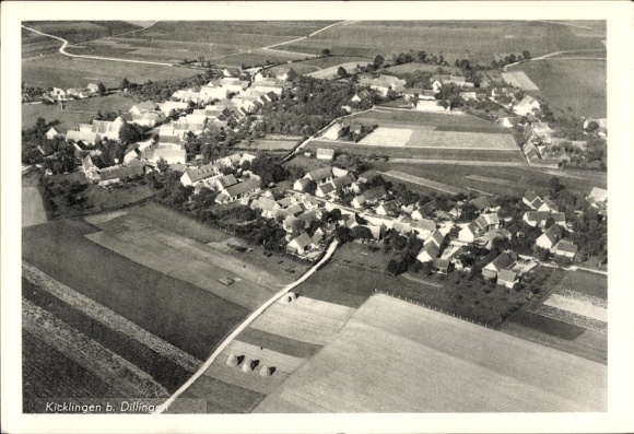 Postcard Kicklingen Dillingen in Saarland, aerial photograph