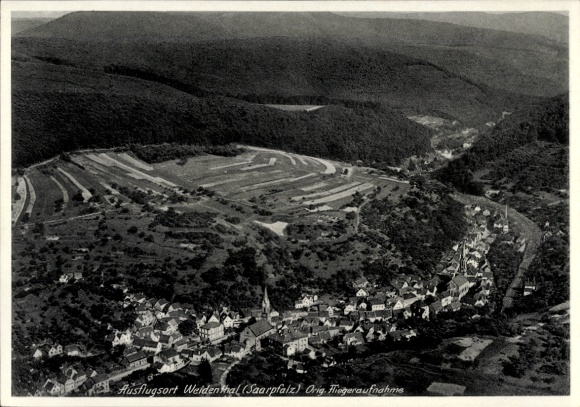 Postcard Vorder Weidental Vorderweidenthal in the Palatinate, aerial photograph