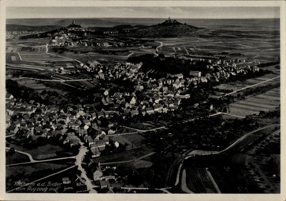Postcard Rodheim Bieber Biebertal in Hesse, aerial photograph