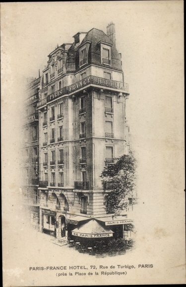 Briefkaart Parijs III., Parijs Frankrijk Hotel, Rue de Turbigo