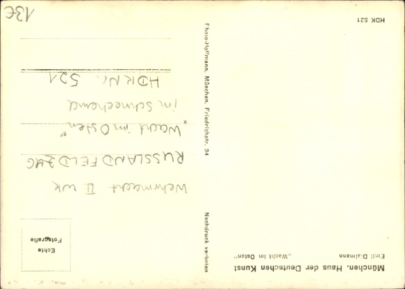 Artist Postcard Dielmann, Watch in the East, Infantry with white snow shirt, Wehrmacht, HDK 521