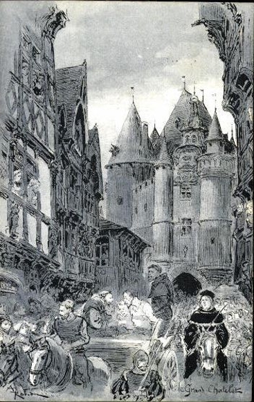 Set van 12 ansichtkaarten van het oude Parijs, Robida