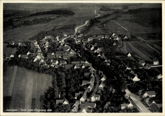 Postcard Jesingen Kirchheim unter Teck, aerial photograph of the town