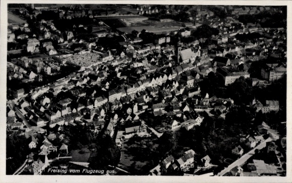 Postcard Freising in Upper Bavaria, aerial photograph