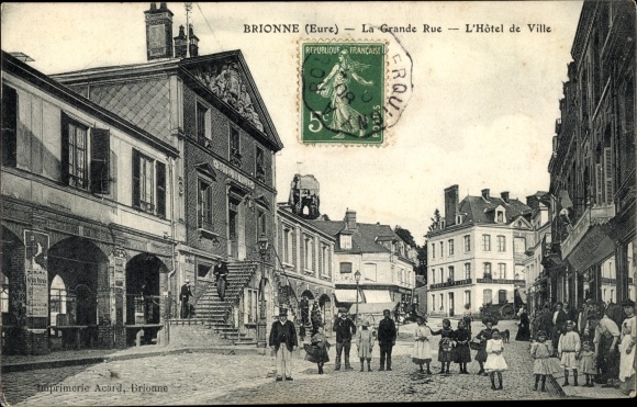 Postcard Brionne Eure, The High Street, The Town Hall