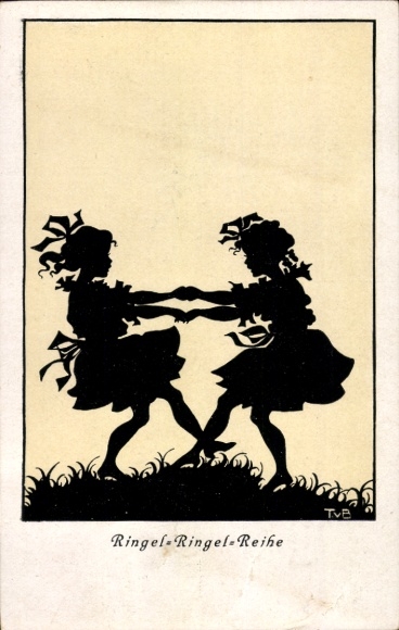 Paper cutting artist Postcard Baumgarten, T. v., Ringel-Ringel series, Dancing girls