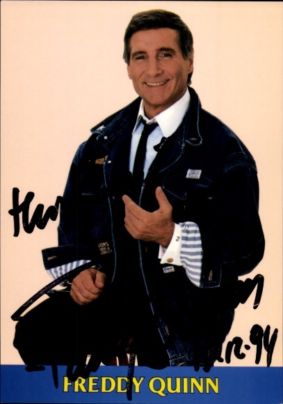 Postcard singer and actor Freddy Quinn, portrait, autograph