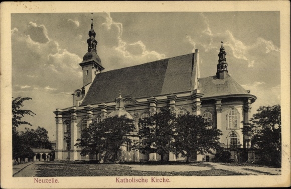 Postcard Neuzelle in Brandenburg, Catholic Church