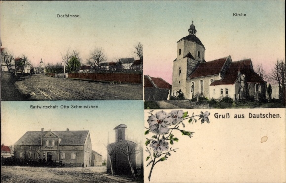 KP Dautschen Dautzschen Beilrode w Saksonii, kościół, zajazd