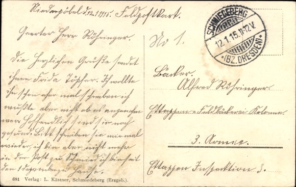 Postcard Niederpöbel Schmiedeberg in the Erzgebirge, partial view