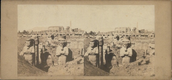 Stereo photo Thebes Egypt, Les Piliers d'Osiris au temple-palais de Karnak
