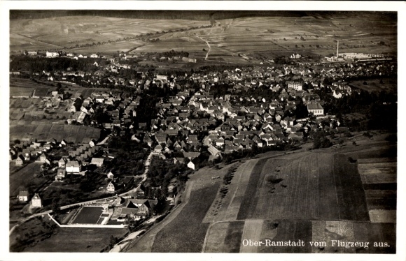 Postcard Ober Ramstadt in the Odenwald Hessen, aerial photograph
