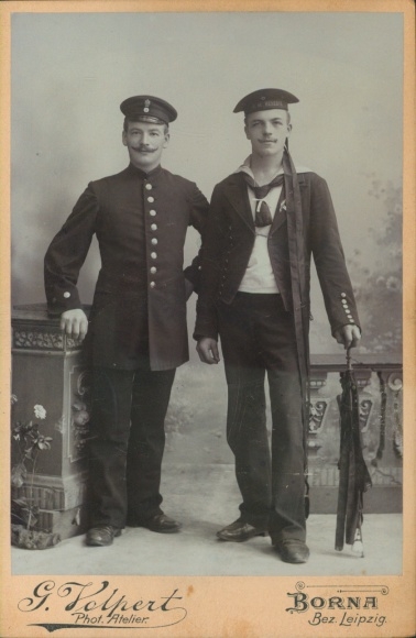 Kabinett Foto Borna im Kreis Leipzig, Deutsche Soldaten in Uniformen, Seemann