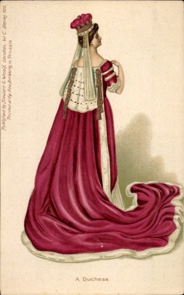 Embossed Chromo-Litho A Duchess, Great Britain, Crown, Coat