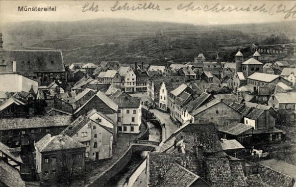 Postcard Bad Münstereifel in North Rhine Westphalia, city panorama