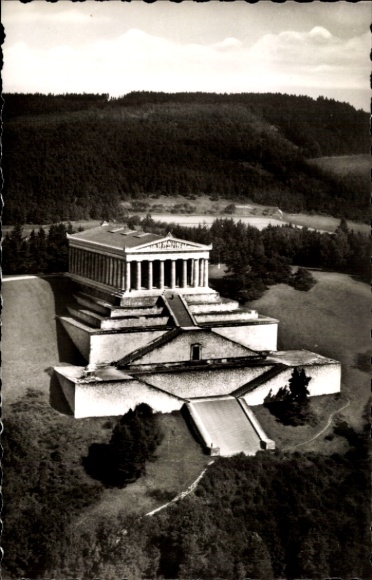 Postcard Donaustauf in the Upper Palatinate, Walhalla, aerial photograph