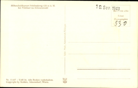 Postcard Schömberg in the Black Forest Württemberg, aerial photograph