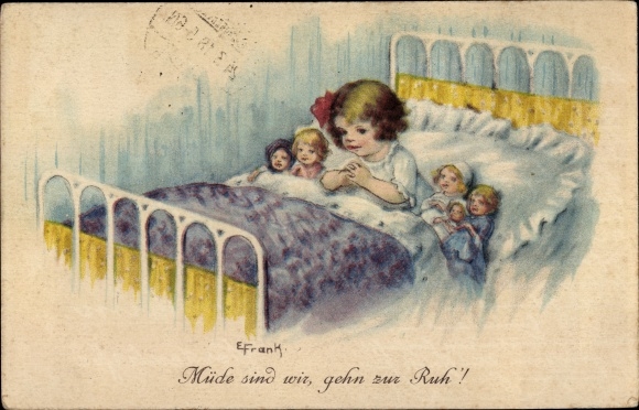 Artist PC Frank, Elly, we are tired, go to rest, girls at night prayers, dolls