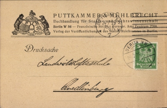 Ak Berlin Mitte, Puttkammer & Mühlbrecht, Französische Straße 28, Buchhandlung